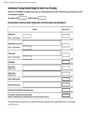 fillable online nhlbi 500k or more budget data for the ruth detailed budget