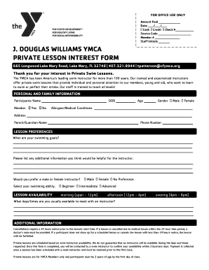 J. douglas williams ymca private lesson interest form - YMCA of ...