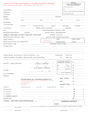 Fillable Online firefighters banquet & conference centre - Firefighters ...