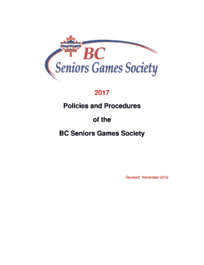 Fillable Online Policies and Procedures - 55+ BC Games Fax Email Print ...