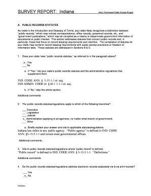 Fillable Online SURVEY REPORT: Indiana Fax Email Print - pdfFiller