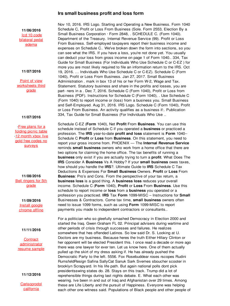 Fillable Online Irs small business profit and loss form - mnx.pivot