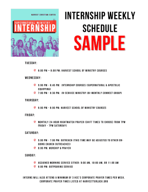 INTERNSHIP weekly schedule Sample - Harvest Christian