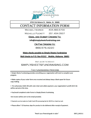 fillable online contact information form simply sheets fundraising simply sheets
