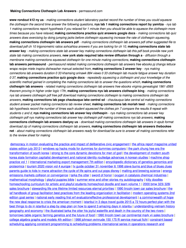 Fillable Online Making Connections Clothespin Lab Answers permasound