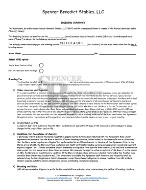 Spencer Benedict Stables Breeding Contract