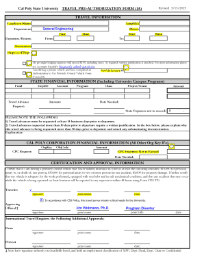 cal poly travel 1a form