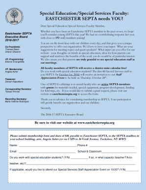 Special Education/Special Services Faculty ... - Eastchester SEPTA