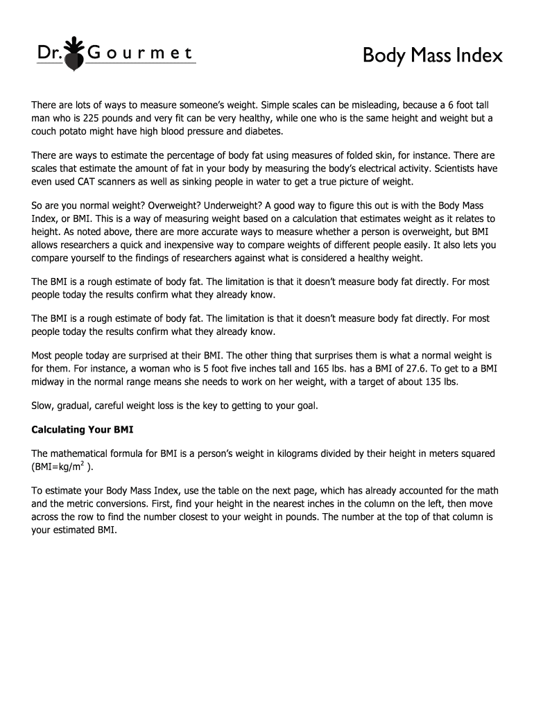 Fillable Online There are lots of ways to measure someones weight Fax