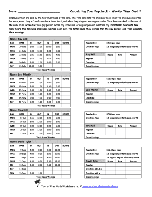 Calculating Your Paycheck Weekly Time Card 1 Answers - Fill and Sign  Printable Template Online