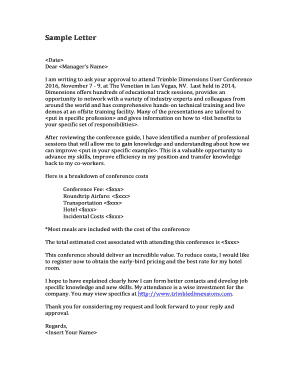 Fillable Online I am writing to ask your approval to attend Trimble