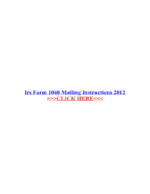 Fillable Online Irs Form 1040 Mailing Instructions 2012 Fax Email Print ...