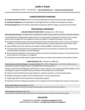 Resume Sample #2 - Society for Human Resource Management