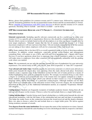 SPP Recommended Resume and CV Guidelines - School of Public ...