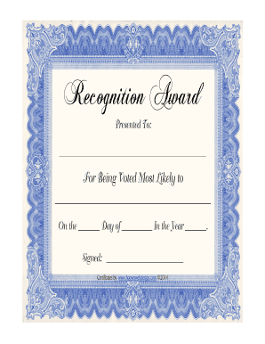 Fillable Online most likely to awards certificate template. most likely ...