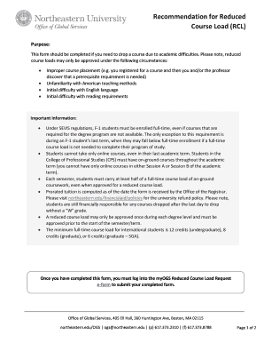 Fillable Online Recommendation for Reduced Course Load (RCL Fillable Online Recommendation for Reduced Course Load (RCL