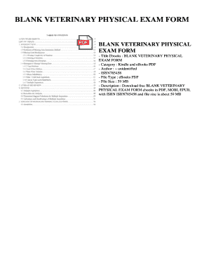 Fillable Online BLANK VETERINARY PHYSICAL EXAM FORM. BLANK VETERINARY ...