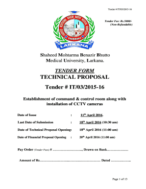 Technical proposal for tender