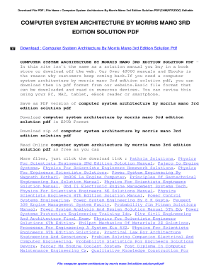 Computer System Architecture Solutions - Fill Online, Printable ...