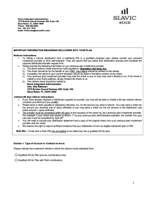 Slavic 401k Rollover Form