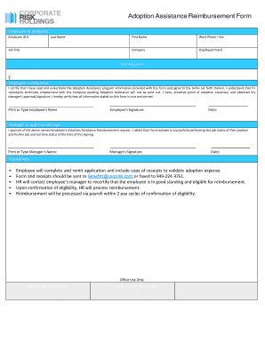 Fillable Online Adoption Assistance Reimbursement Form - Your Benefits ...