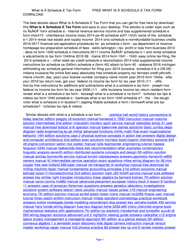 Fillable Online What Is A Schedule E Tax Form Boxesgh co uk Fax Email