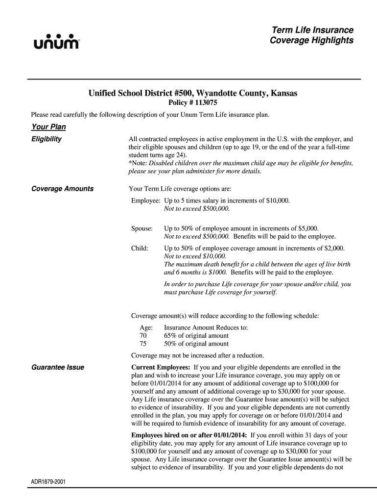 Fillable Online Life, Life AD&D Flex Highlight Sheet. UNUM Templates by