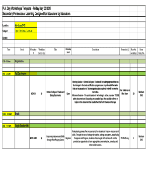 Day Workshops Template - Friday May 05/2017