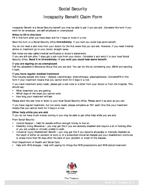 Social Security Incapacity Benefit Claim Form - Isle of Man ...
