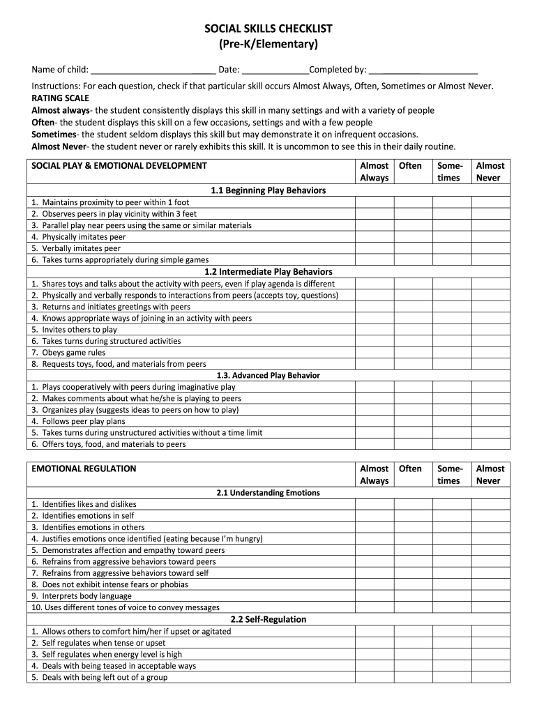 Social Emotional Checklist Pdf Fill Out Sign Online DocHub