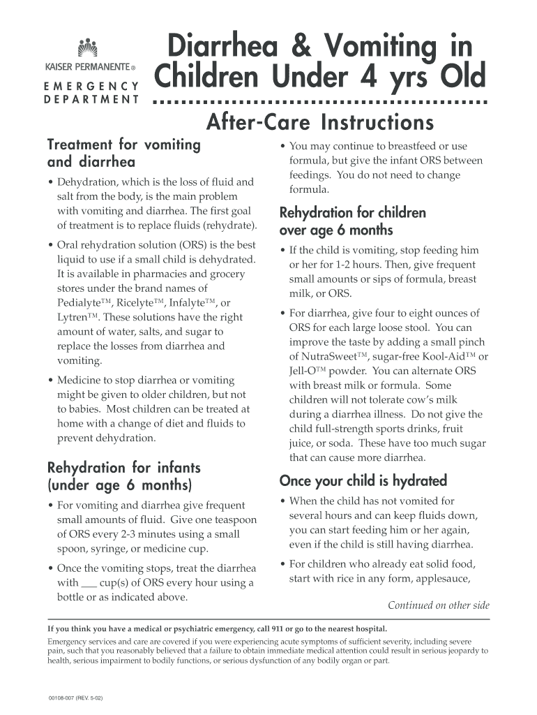 Fillable Online Diarrhea & Vomiting in Fax Email Print pdfFiller
