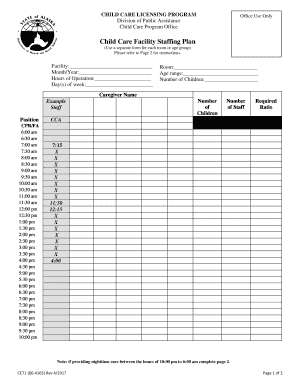Child Care Facility Staffing Plan. Staffing Plan