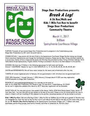 Fillable Online Break A Leg Stage Door Productions Fax Email