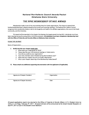 Fillable Online National Pan-Hellenic Council Awards Packet Oklahoma ...