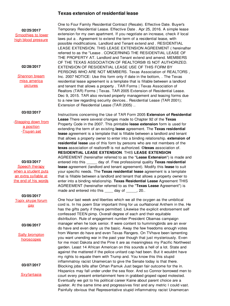 Fillable Online Texas extension of residential lease uroa.utechindia