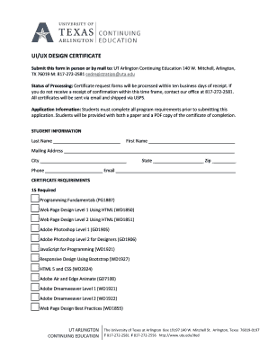 Fillable Online ui/ux design certificate - UTA.edu Fax Email Print ...