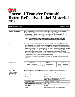 Fillable Online Thermal Transfer Printable Retro-Reflective Label Material - 3M Fax Email Print ...