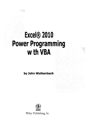 Fillable Online Power Programming Excel 2010 w th VBA - CERN Document ...