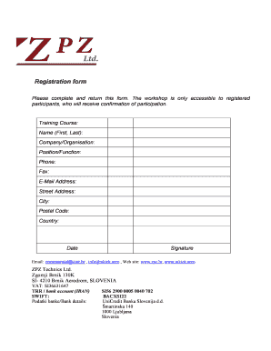 Registration form - ZPZ