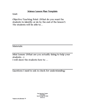 Fillable Online Science Lesson Plan Template Fax Email Print - pdfFiller