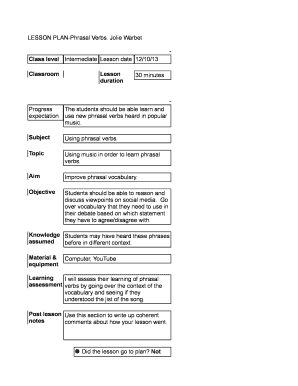 LESSON PLAN-Phrasal Verbs. Jolie Warbet Class level ...