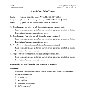 synthesis essay format outline