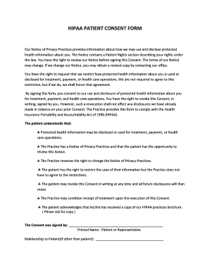 HIPAA Patient Consent Form