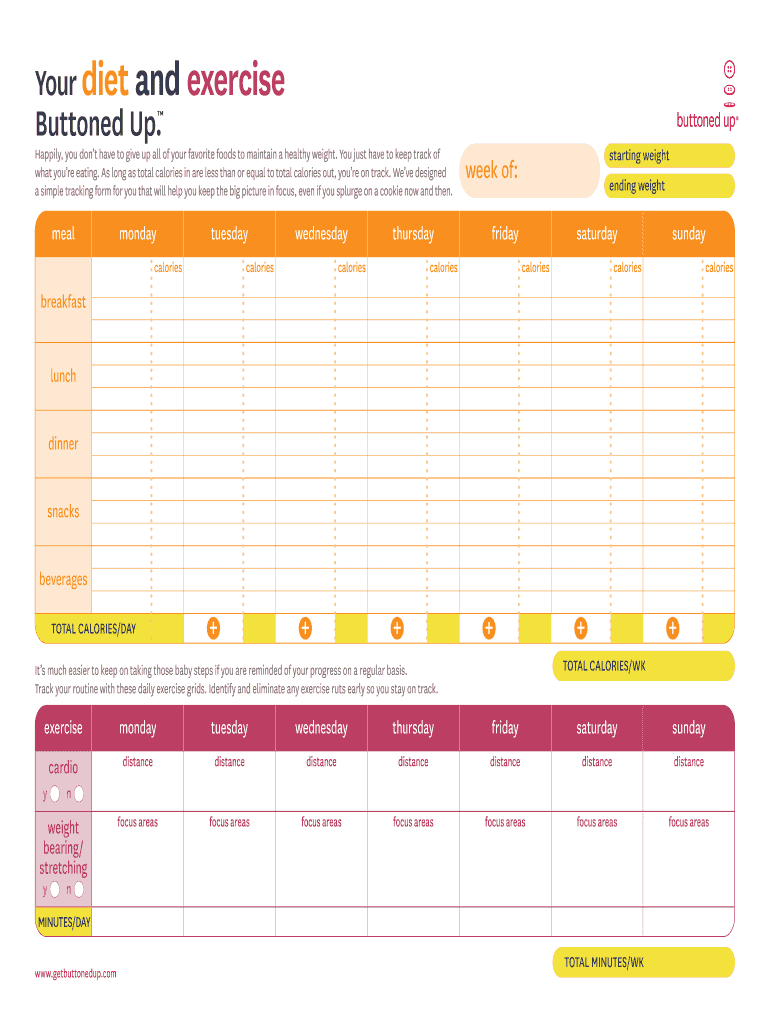 Fillable Online Free Printable Diet &amp; Exercise Worksheet Fax Email ...