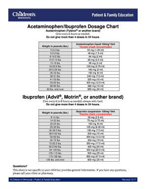 Tylenol And Ibuprofen Dosage Chart - Fill Online, Printable ...