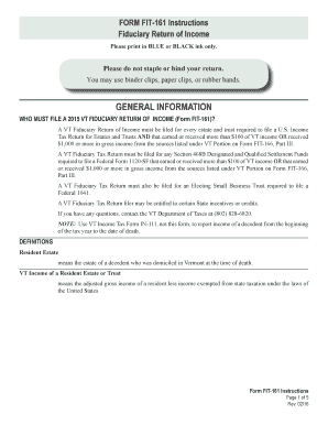 FORM FIT-161 Instructions Fiduciary Return of Income ...