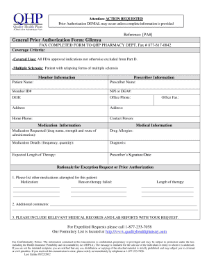 Fillable Online General Prior Authorization Form: Gilenya Fax Email ...