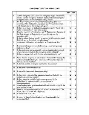 Emergency Crash Cart Checklist