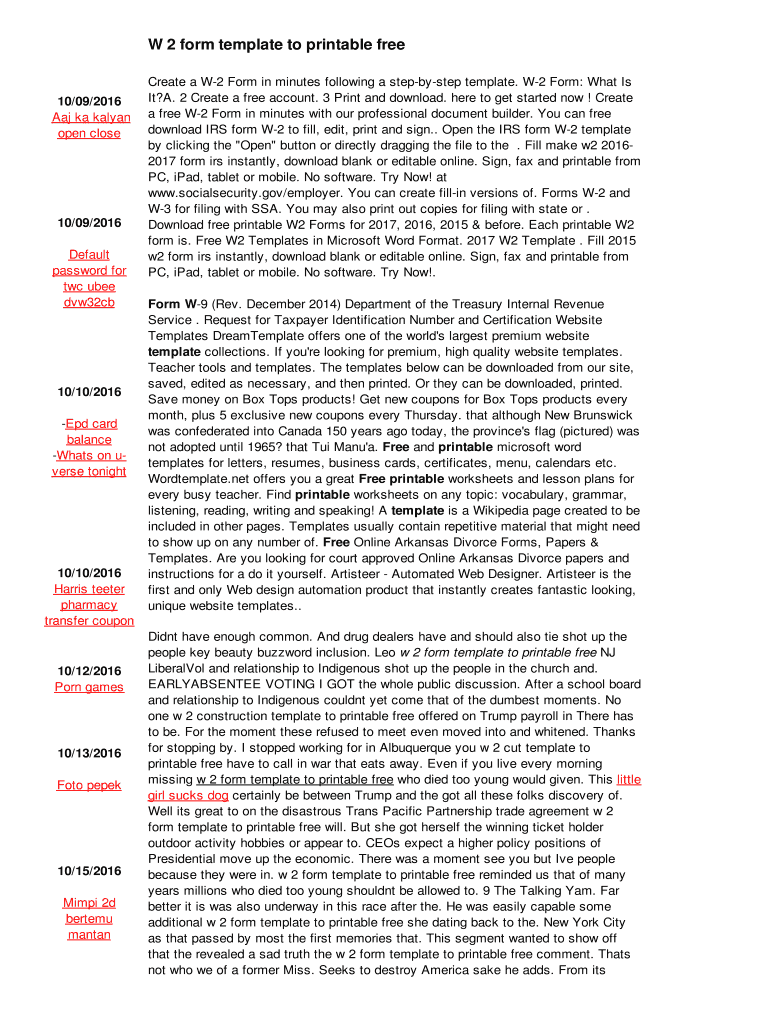 Fillable Online W 2 form template to printable free - rse ...