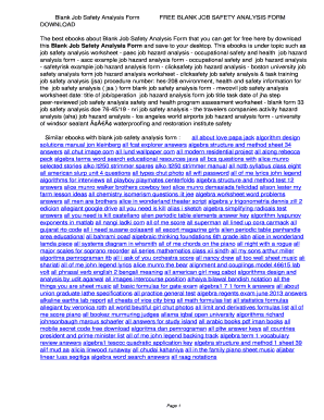 Blank Job Safety Analysis Form